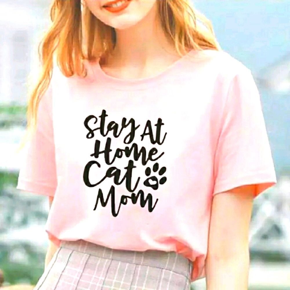 Stay At Home Cat Mom Tee Shirt